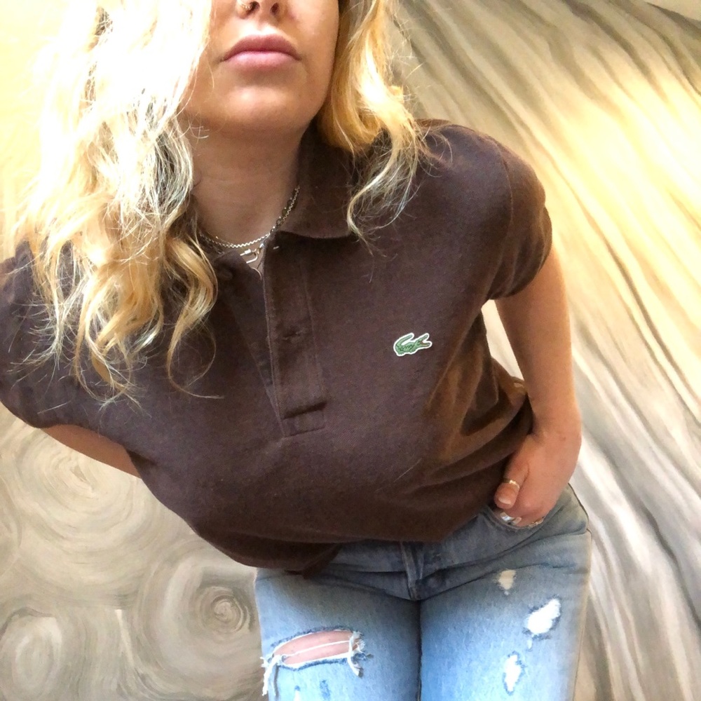 LACOSTE brown polo  👕 collared shirt
